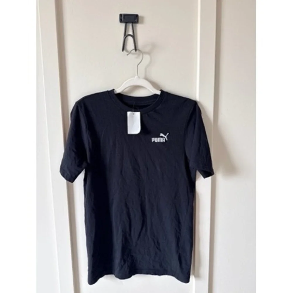 Puma Mens Essentials Logo Tee Black Short Sleeve Crewneck T-Shirt Small NEW